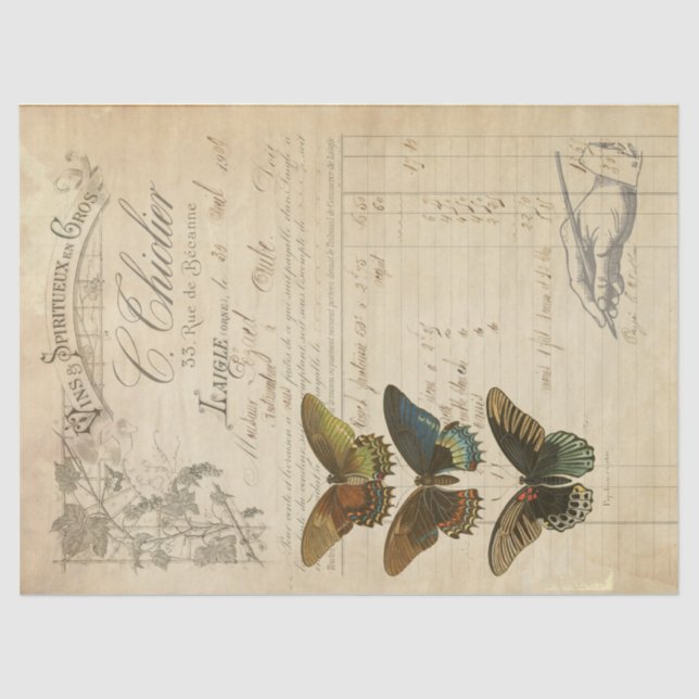 Papier Mousseline Tissu de Decoupage d'éphémères (Recto)