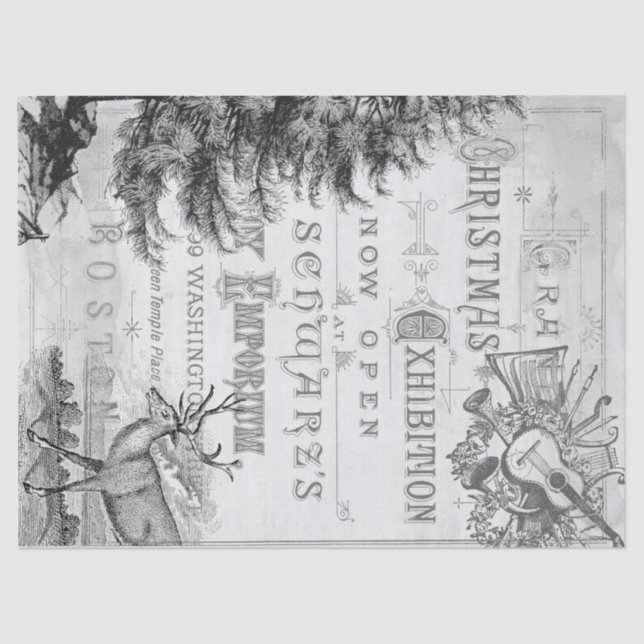 Papier Mousseline Tissu de Decoupage d'éphémères de Noël (Recto)