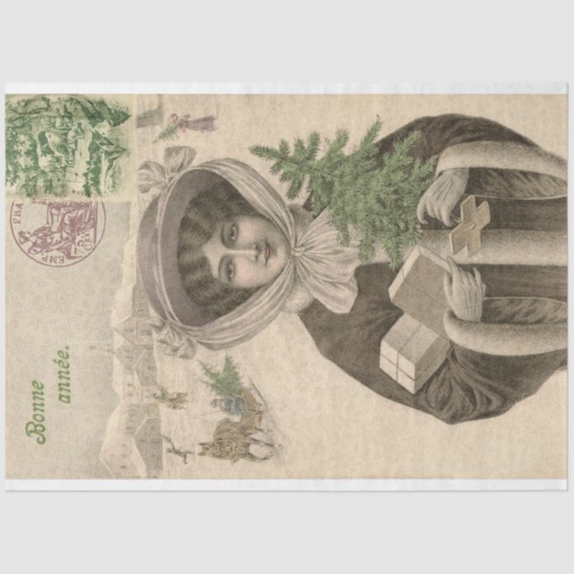 Papier Mousseline Tissu de découpage du mobilier de Noël victorien (Recto)