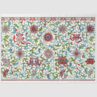 Papier Mousseline Tissu de découpage floral rouge, turquoise et viol