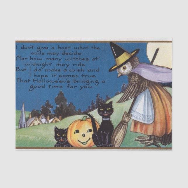 Papier Mousseline Tissu de partie de chats noirs de hibou de (Recto)