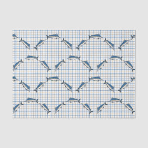 Papier Mousseline Tissu de recouvrement - Marlins Bleus