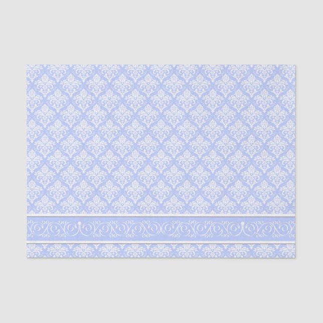 Papier Mousseline Tissu d'enrobage - Damas bleu de Wedgewood (Recto)