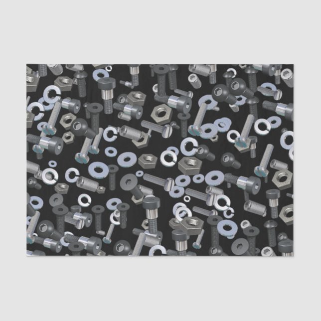 Papier Mousseline Tissu d'enrobage - Nuts et boulons (Recto)