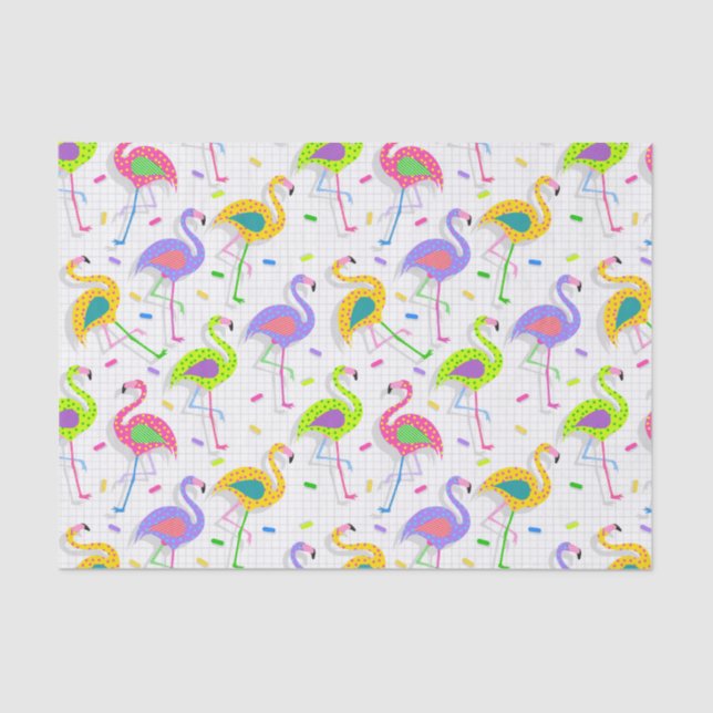 Papier Mousseline Tissu Flamant rose pour emballage cadeau (Recto)