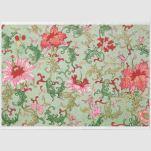 Papier Mousseline Tissu floral bleu d'oeuf rose et canard
