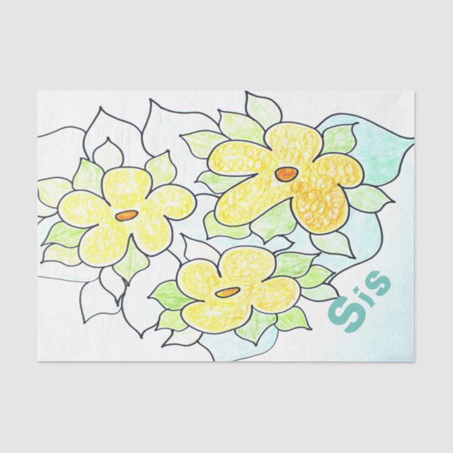Papier Mousseline Tissu floral jaune (Recto)