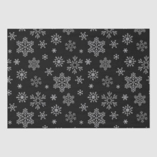 Papier Mousseline Tissu Motif moderne de Flocon de neige noir et bla