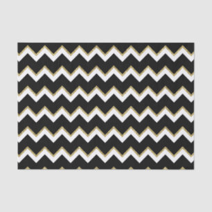 Papier Mousseline tissu noir élégant de chevron d'or blanc