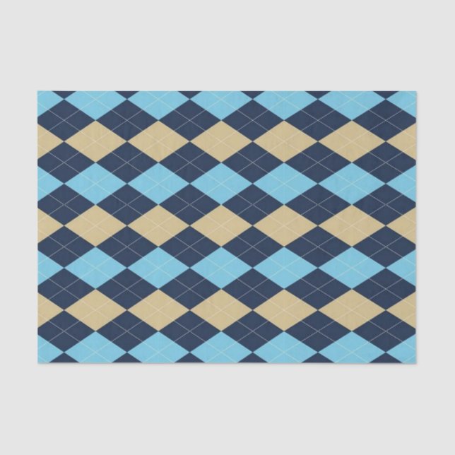 Papier Mousseline Tissu Papier Bleu Plaid (Recto)