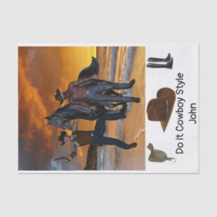 Papier Mousseline Tissu Papier Cowboy Style Saddle Cheval Country Bo