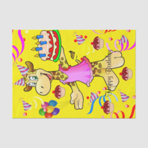 Papier Mousseline Tissu Papier Giraffe Joyeux anniversaire
