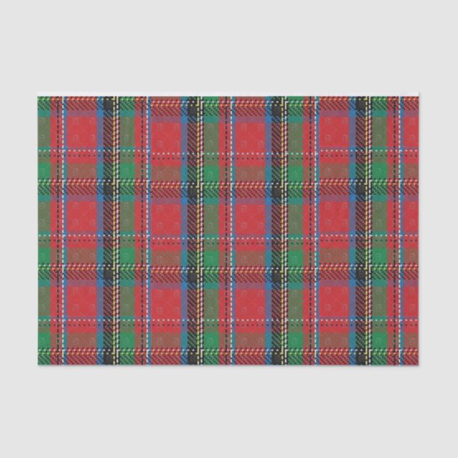 Papier Mousseline Tissu Papier Grandes Rouge Bleu Vert Plaid (Recto)