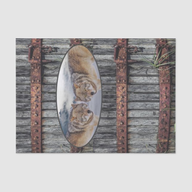 Papier Mousseline Tissu Papier Loups Bois (Recto)