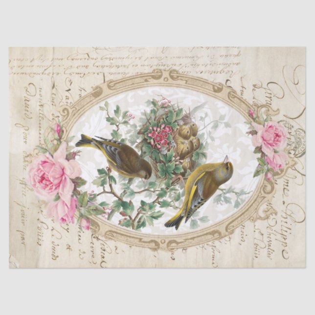 Papier Mousseline Tissu rose de Decoupage d'éphémères de cadre (Recto)