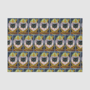 Papier Mousseline Tissu vintage de partie de sorcière de chat noir