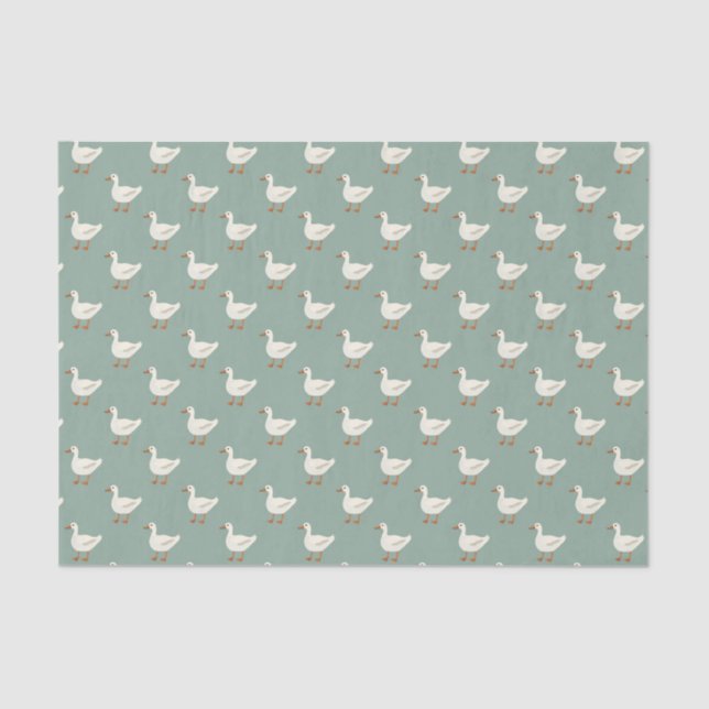 Papier Mousseline Tissue Paper (25 cm x 38 cm) - Cute Ducks Pattern (Recto)