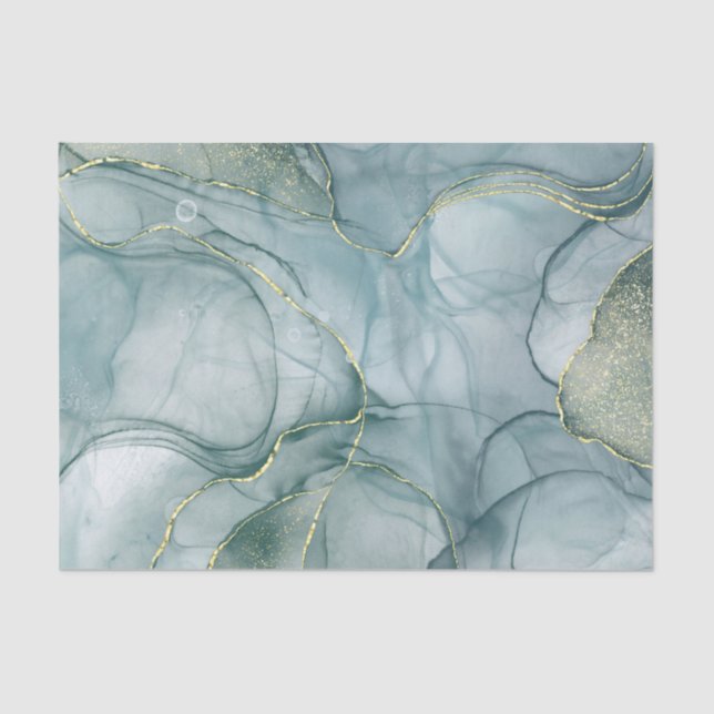 Papier Mousseline Tissue Paper (25 cm x 38 cm) - Mint Pattern (Recto)