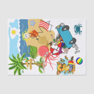 Papier Mousseline Tissue Paper Beach Fun Octopus Dog