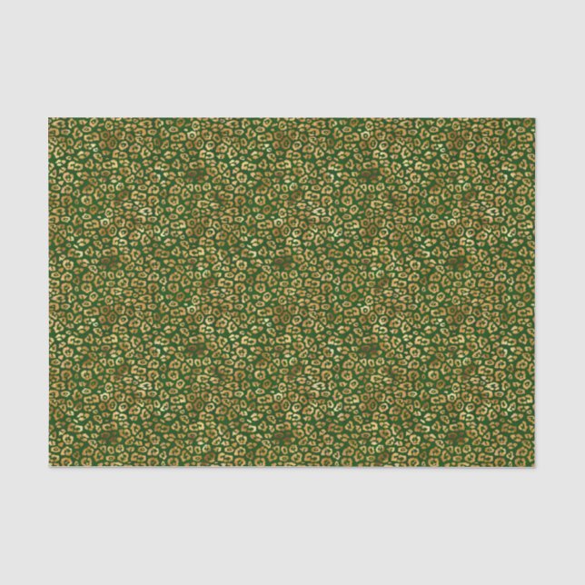 Papier Mousseline Tissue Paper - Green And Gold Pattern (Recto)