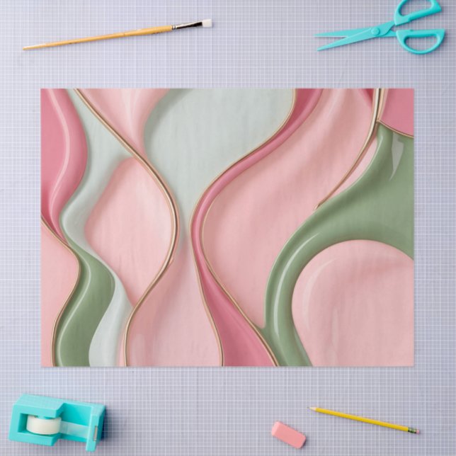 Papier Mousseline Tissue paper in stylish abstract graphic (Artisanat)