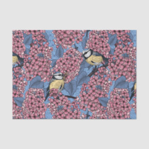 Papier Mousseline Tit birds dans le jardin lilas