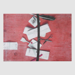PAPIER MOUSSELINE TITRE DE LETTRE EN BOIS ROUGE