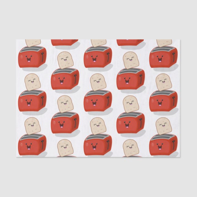 Papier Mousseline Toast de Cute kawaii et dessin animé de grille-pai (Recto)