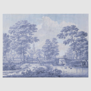 Papier Mousseline Toile Bleu Vintage Découpage Français Ciel Bleu