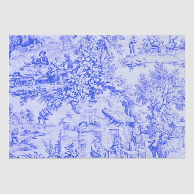 Papier Mousseline Toile Bleue Bleu Russe Style Découpage (Recto)