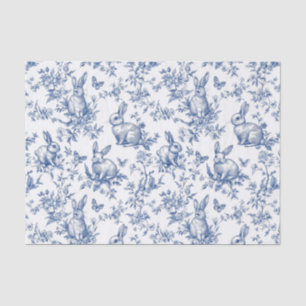 Papier Mousseline Toile Bleue De Jouy Bunny Pâques