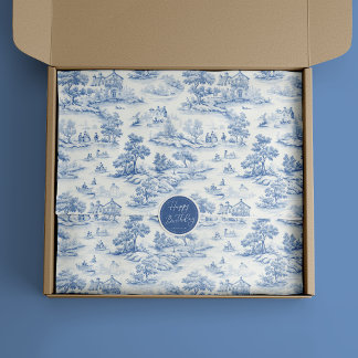 Papier Mousseline Toile bleue de Jouy Vintage enveloppement cadeau é
