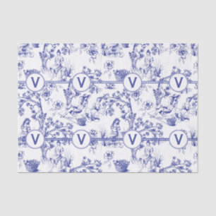 Papier Mousseline Toile bleue et blanche