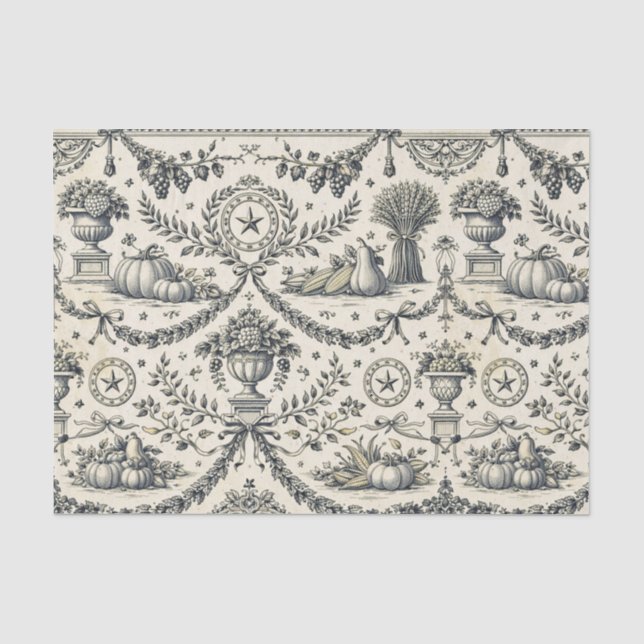 Papier Mousseline Toile Colonial Blue Harvest (Recto)