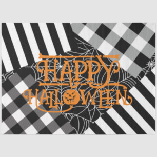 Papier Mousseline Toile d'araignée noir et blanc patchwork Halloween