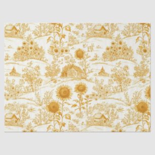Papier Mousseline Toile de campagne vintage tournesol jaune