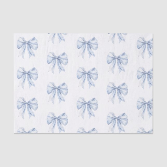 Papier Mousseline Toile de Jouy Blue Elegant Bow (Recto)