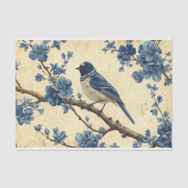 Papier Mousseline Toile de Jouy Bluebird (Recto)