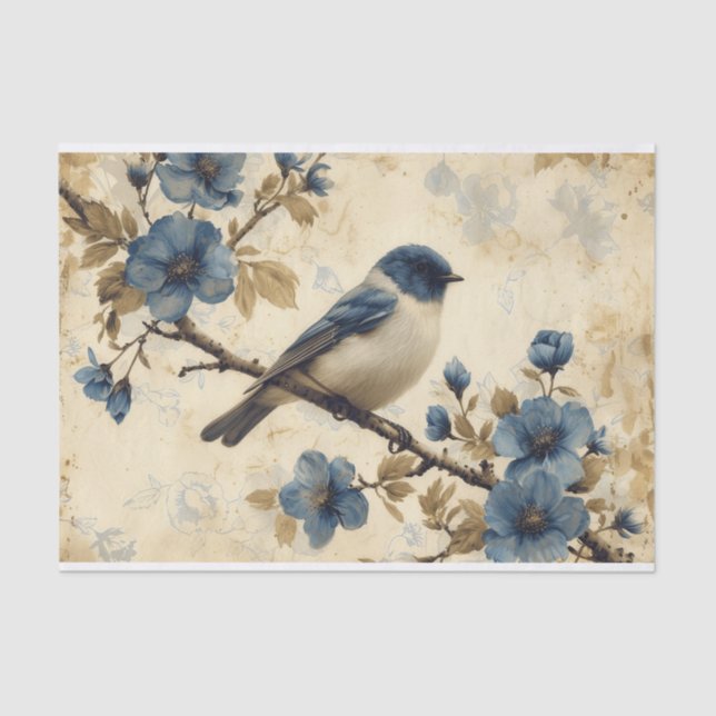Papier Mousseline Toile de Jouy Bluebird (Recto)