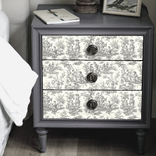 Papier Mousseline Toile de Jouy florale noire vintage