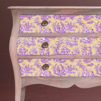 Toile de Jouy Florale Violette Jaune Vintage