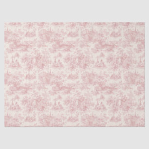 Papier Mousseline Toile de Jouy rose romantique motif campagne (4)
