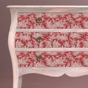 Papier Mousseline toile de jouy rouge vintage