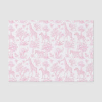 Toile de Jouy Safari animaux rose élégant mignon