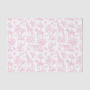 Papier Mousseline Toile de Jouy Safari animaux rose élégant mignon