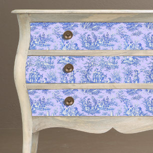 Papier Mousseline toile de jouy vintage fleurie violet