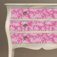 toile de jouy vintage rose vif