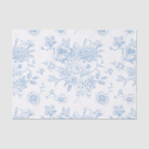 Papier Mousseline Toile Florale Bleue