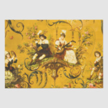 Toile Jaune Antique Française Découpage Victorienn