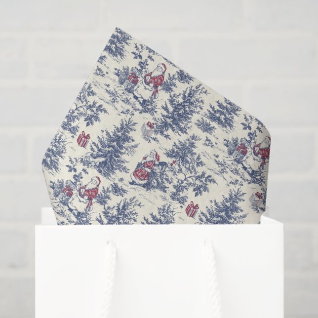 Papier Mousseline Toile Père Noël Red & Blue Christmas (Sac cadeau)